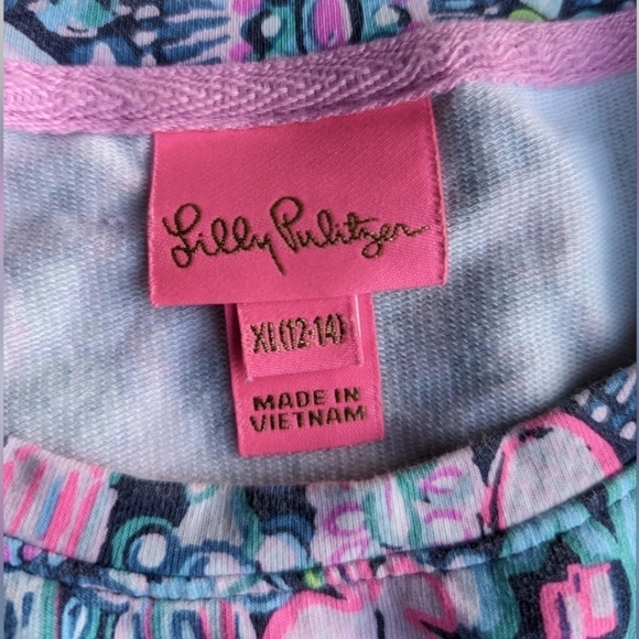 Lilly Pulitzer Mini Kamala Abstract Floral Crew Neck Sweatshirt Pink Blue sz 14 - Picture 6 of 6